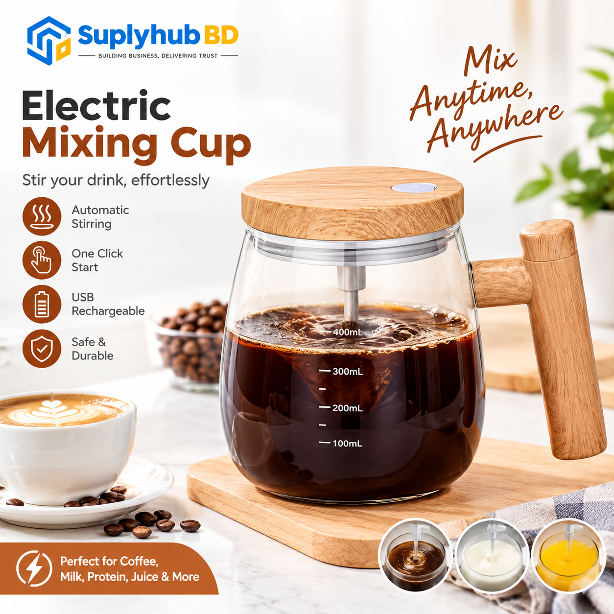 Electric Automatic Mixing Cup – 400mL Self-Stirring Mug