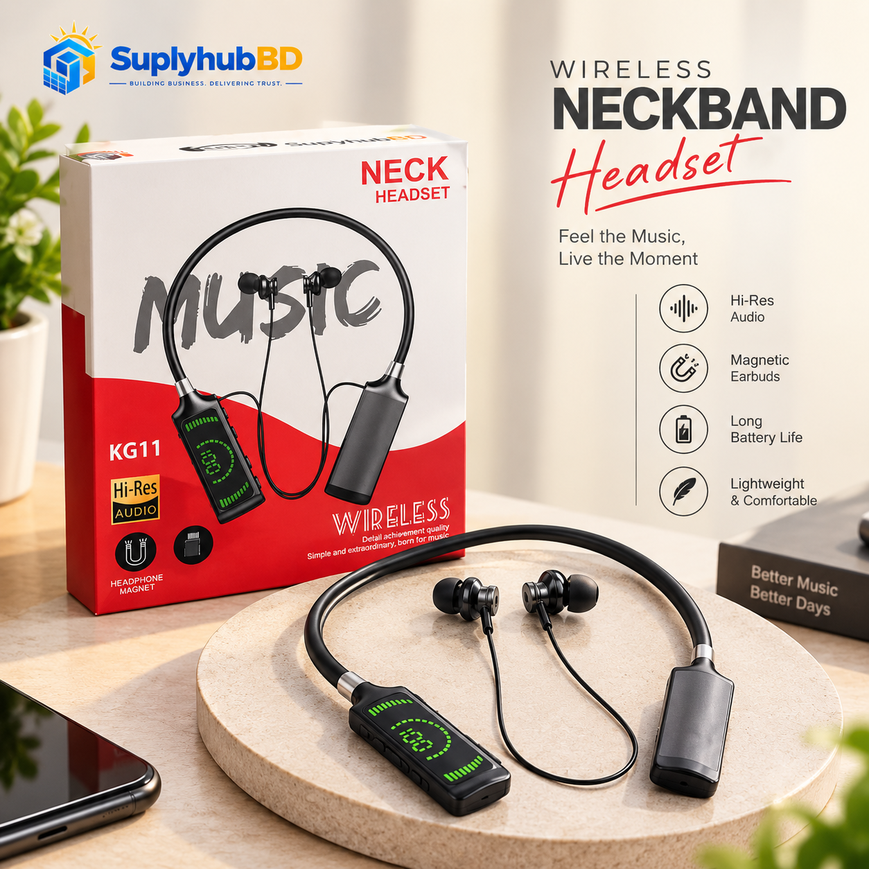 KG11 Wireless Neckband Headset