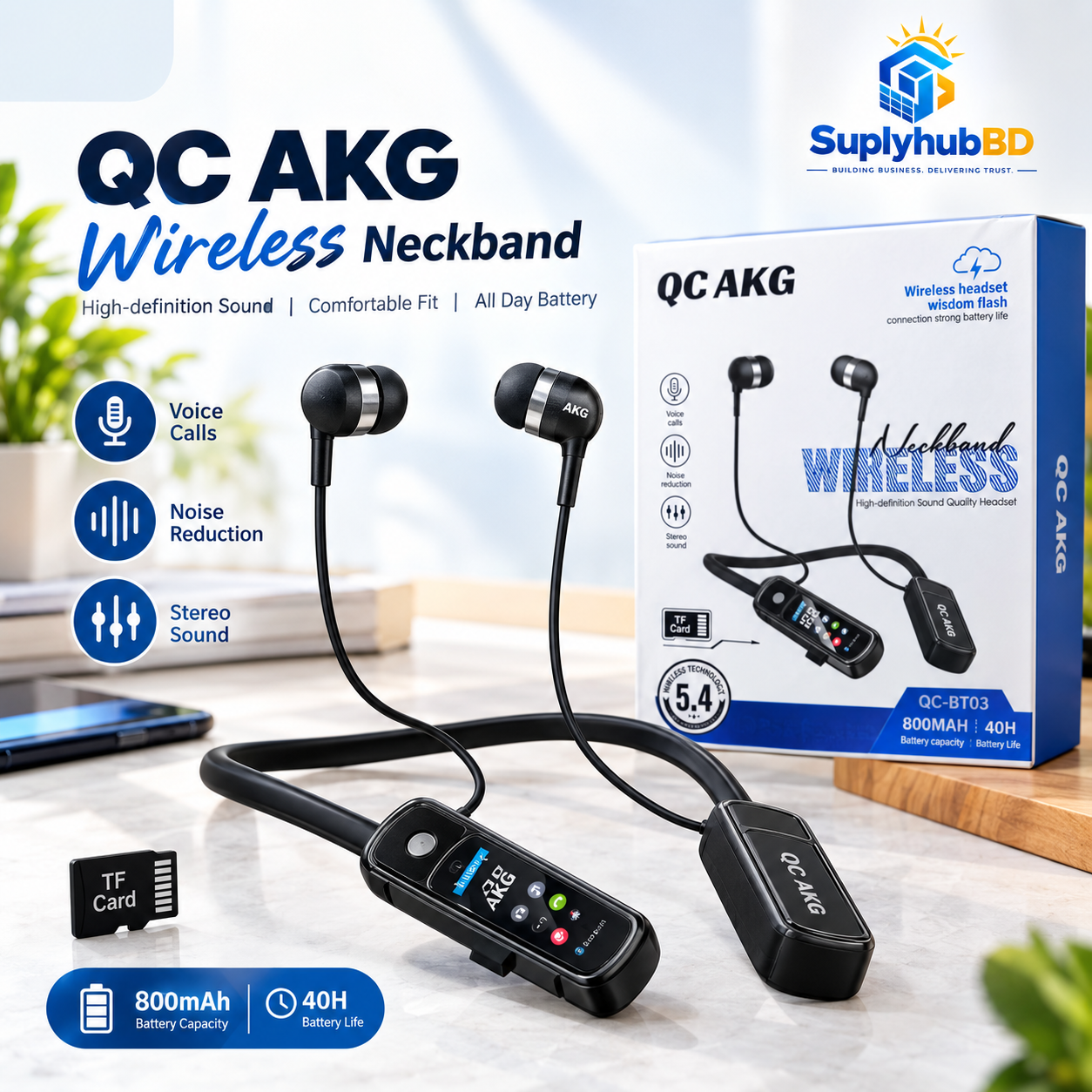 QC AKG QC-BT03 Wireless Neckband Earphone