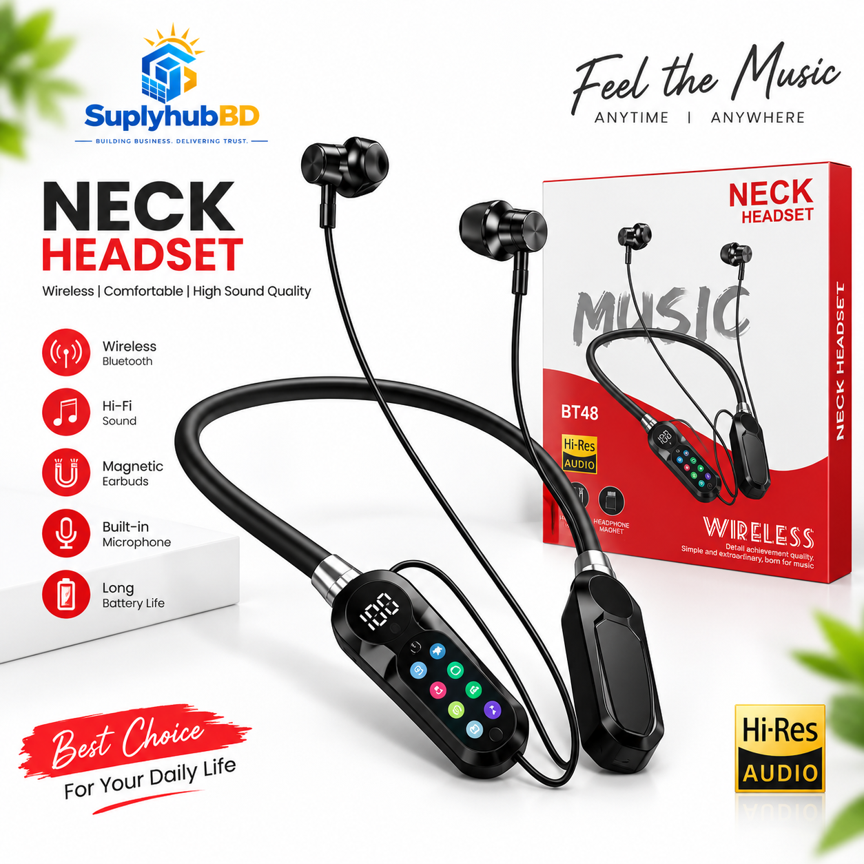BT48 Wireless Neckband Headset