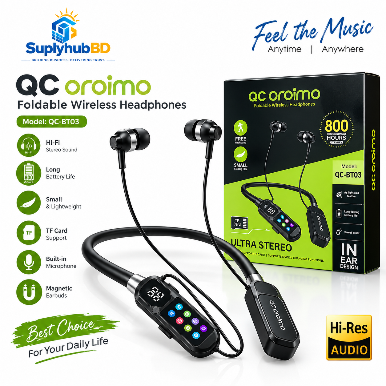 QC Oroimo QC-BT03 Foldable Wireless Neckband